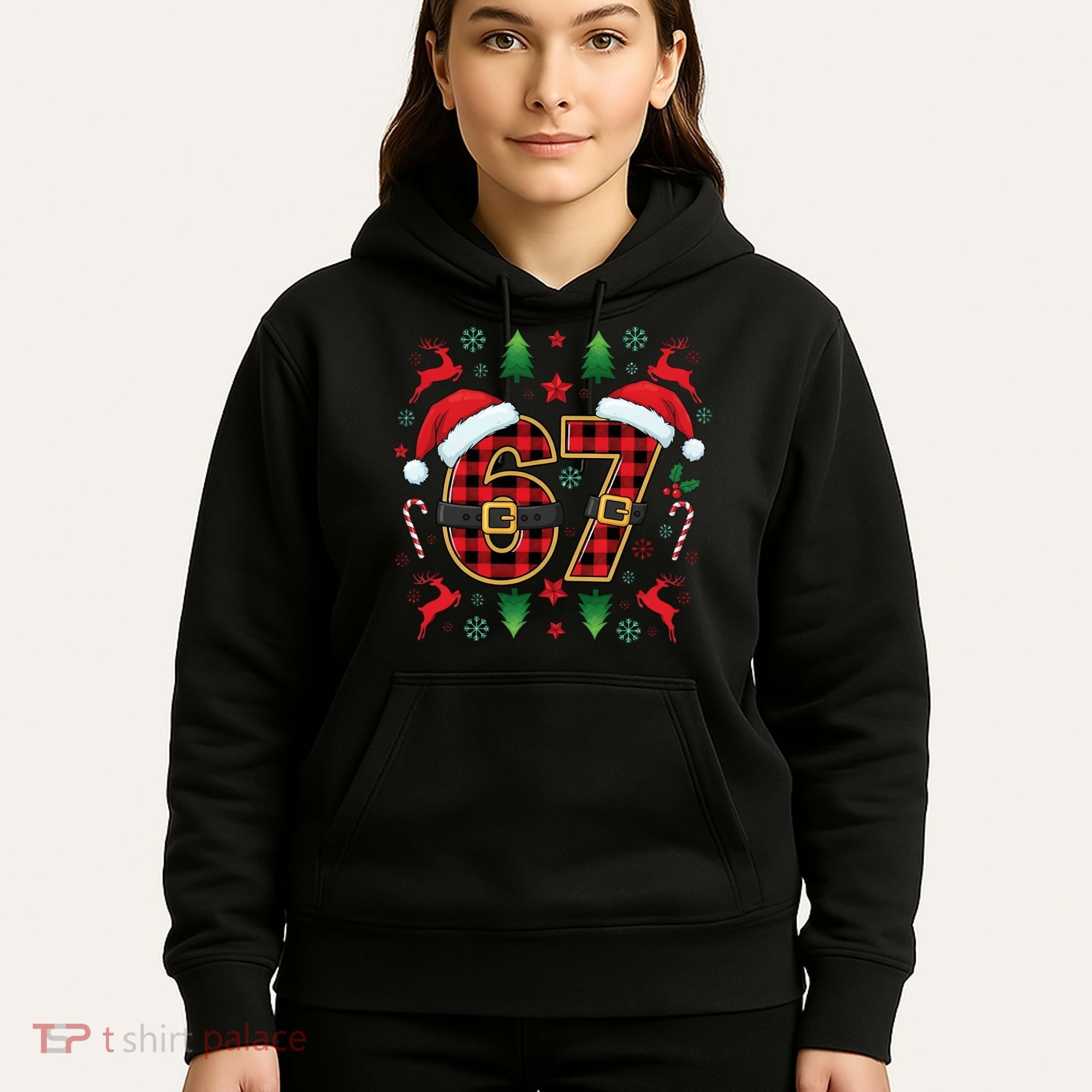 67 Christmas Plaid Number Viral Meme 6-7 Six Seven Hoodie