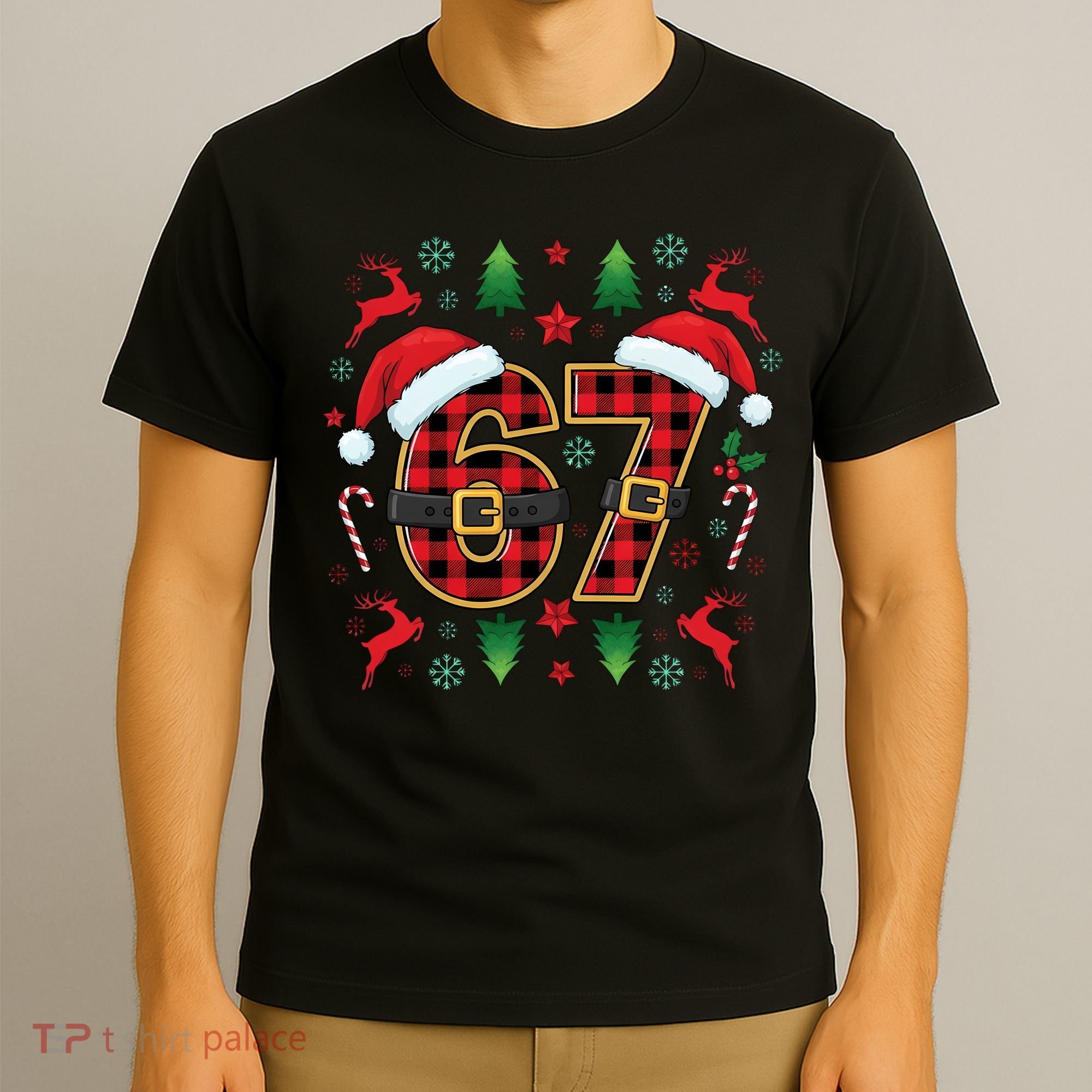 67 Christmas Plaid Number Viral Meme 6-7 Six Seven T-Shirt
