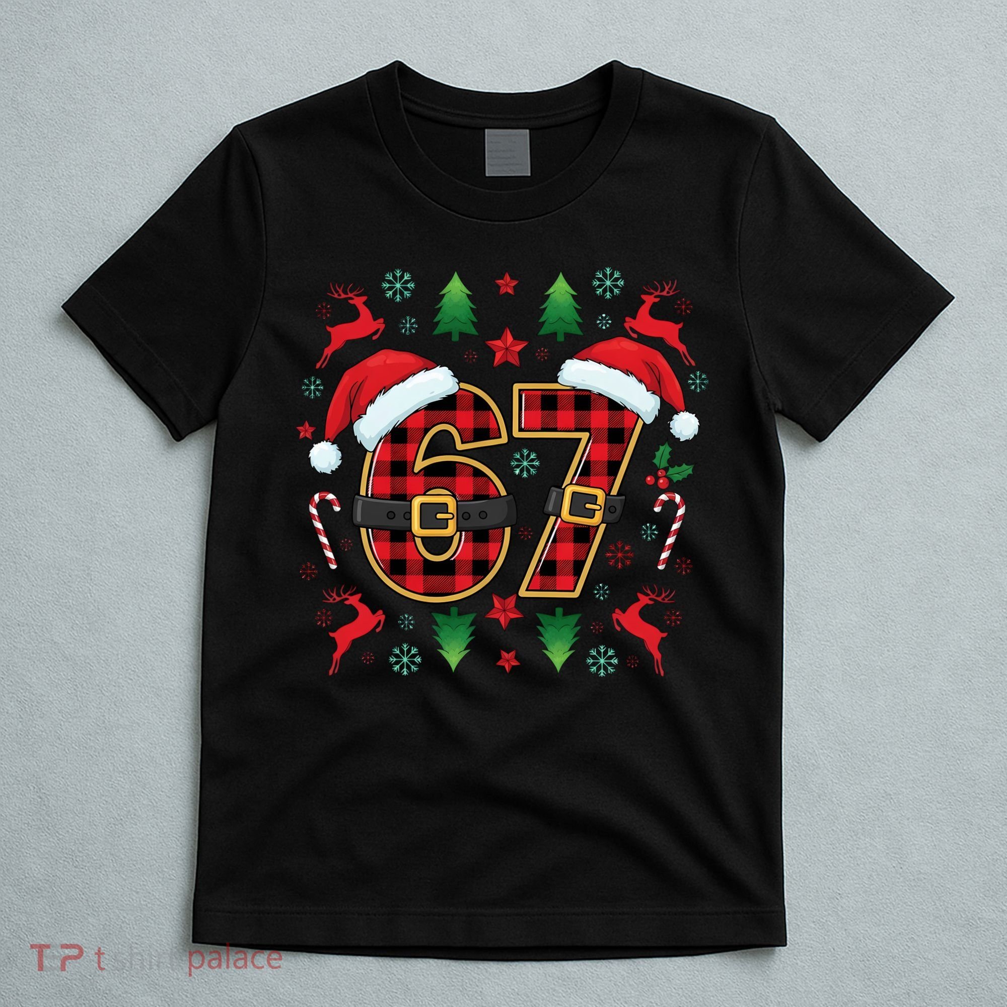 67 Christmas Plaid Number Viral Meme 6-7 Six Seven T-Shirt