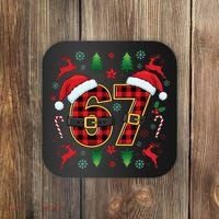 67 Christmas Plaid Number Viral Meme 6-7 Six Seven Coaster thumb 0