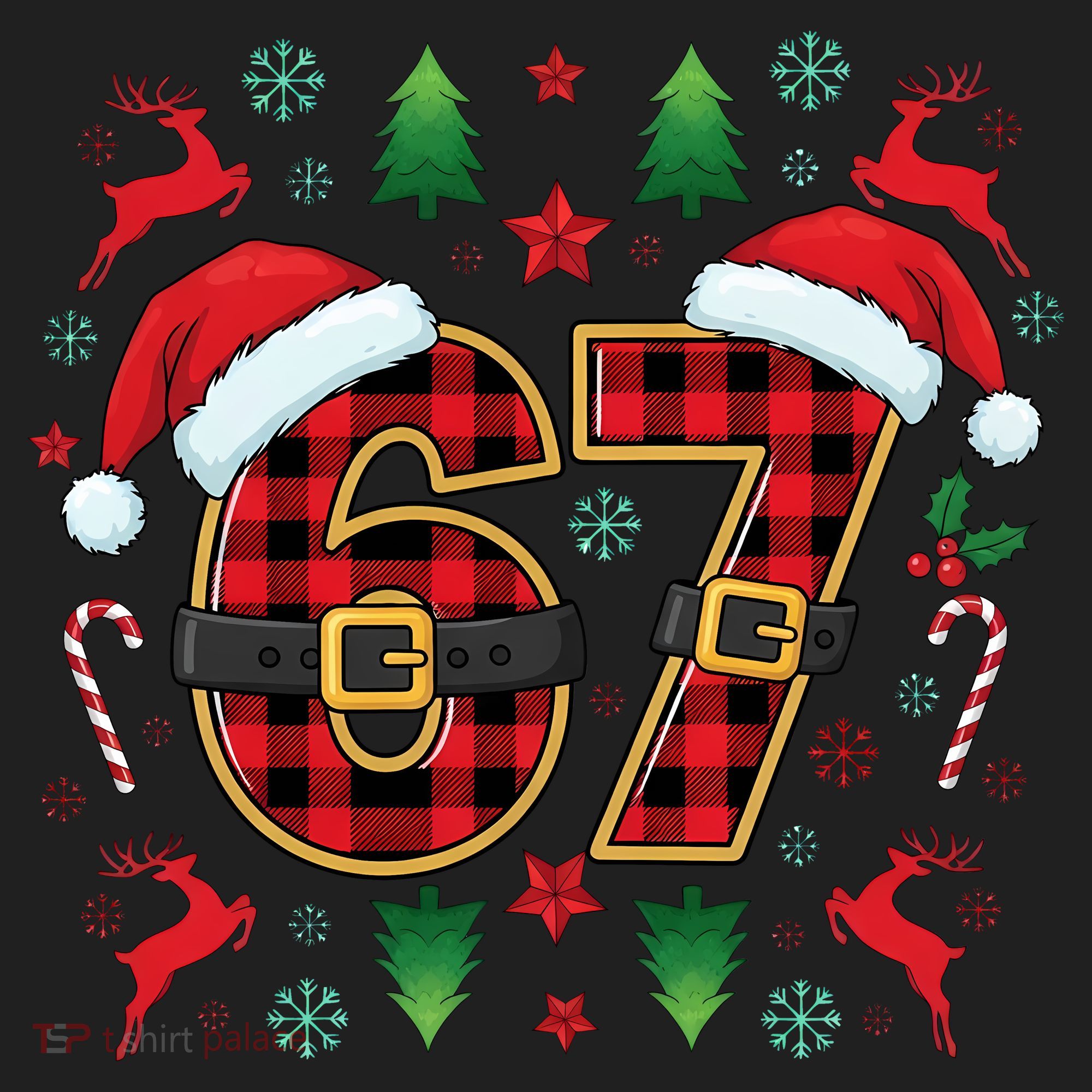 67 Christmas Plaid Number Viral Meme 6-7 Six Seven Tumbler