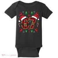 67 Christmas Plaid Number Viral Meme 6-7 Six Seven Baby Bodysuit thumb 0