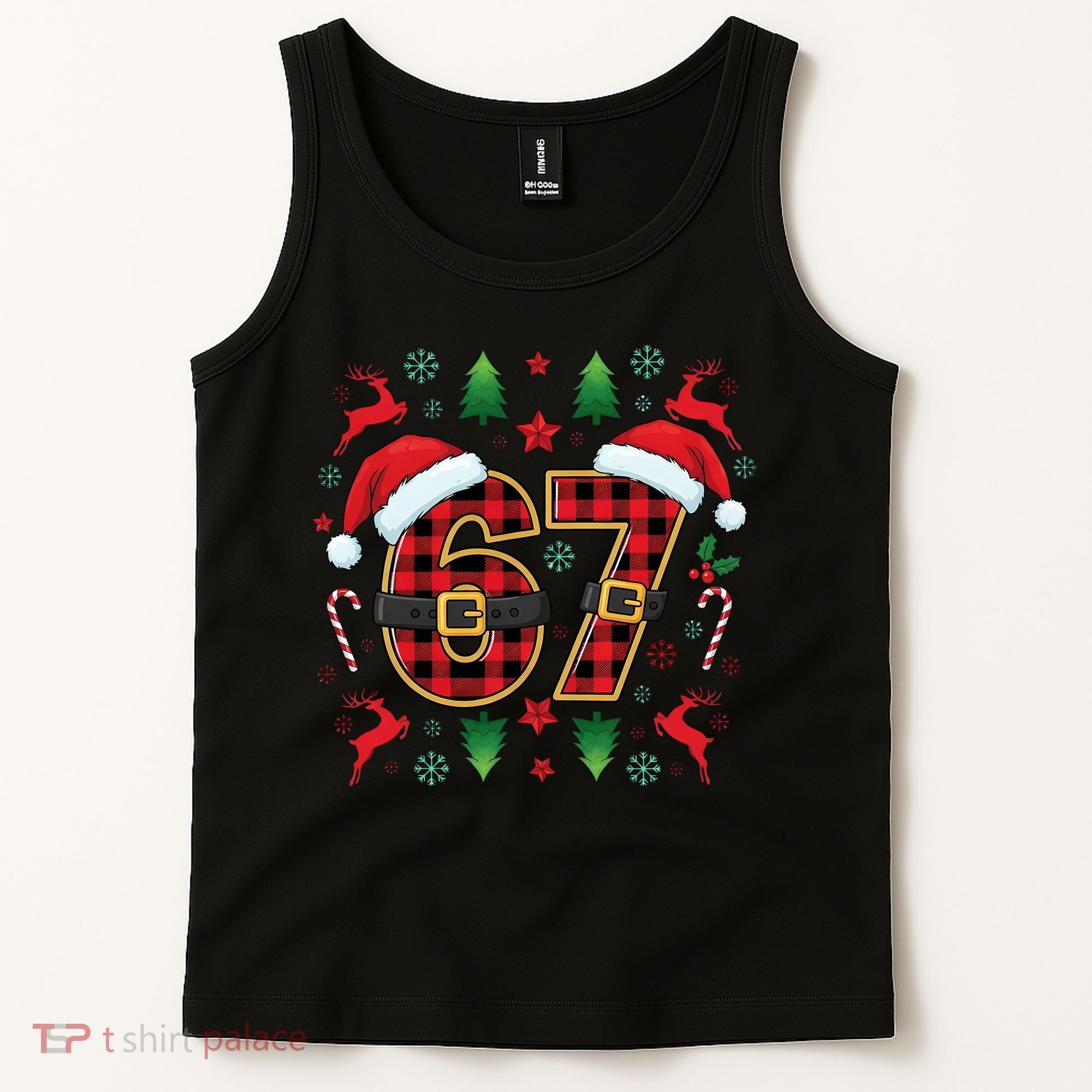 67 Christmas Plaid Number Viral Meme 6-7 Six Seven Tank Top
