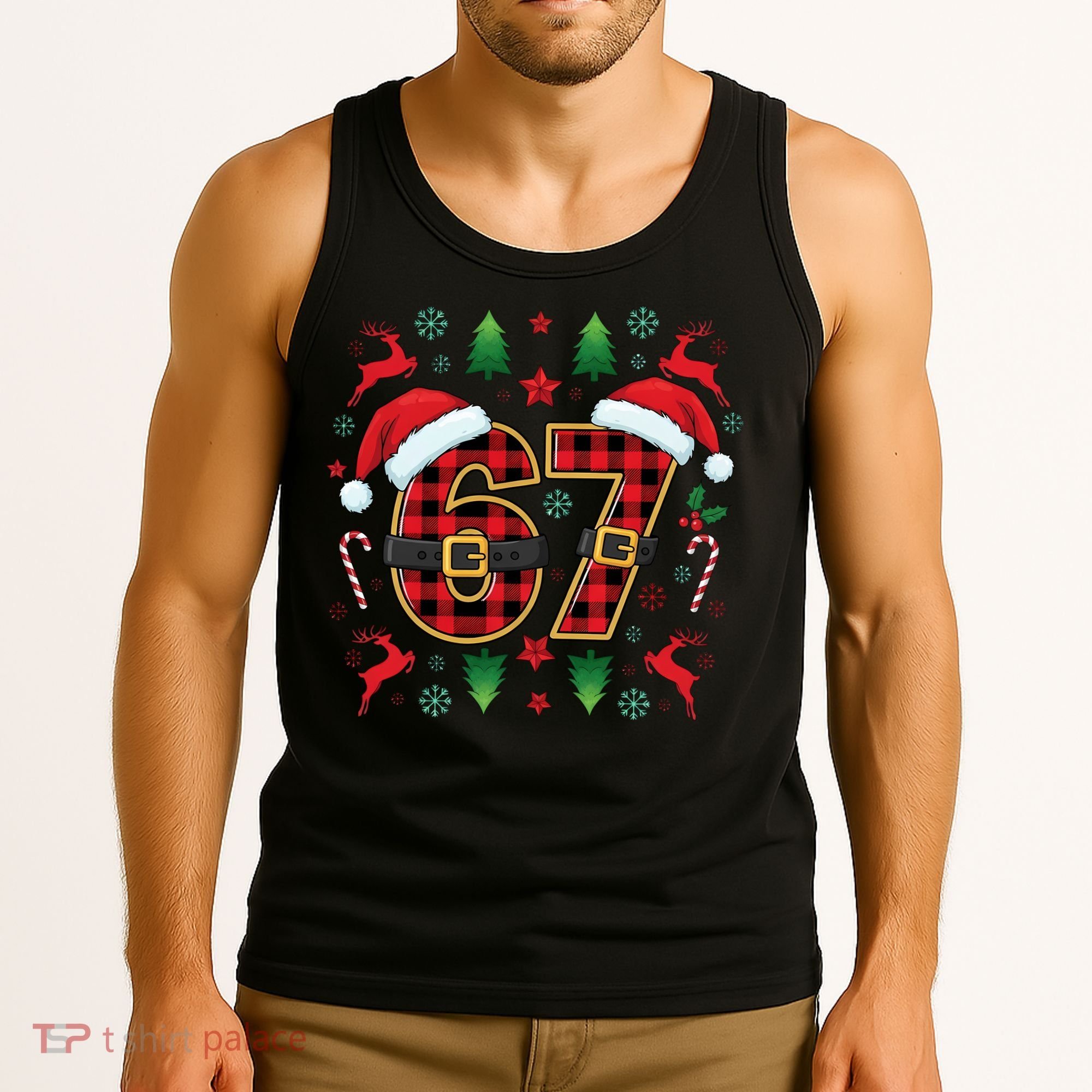 67 Christmas Plaid Number Viral Meme 6-7 Six Seven Tank Top