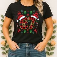 67 Christmas Plaid Number Viral Meme 6-7 Six Seven Women's T-Shirt thumb 2