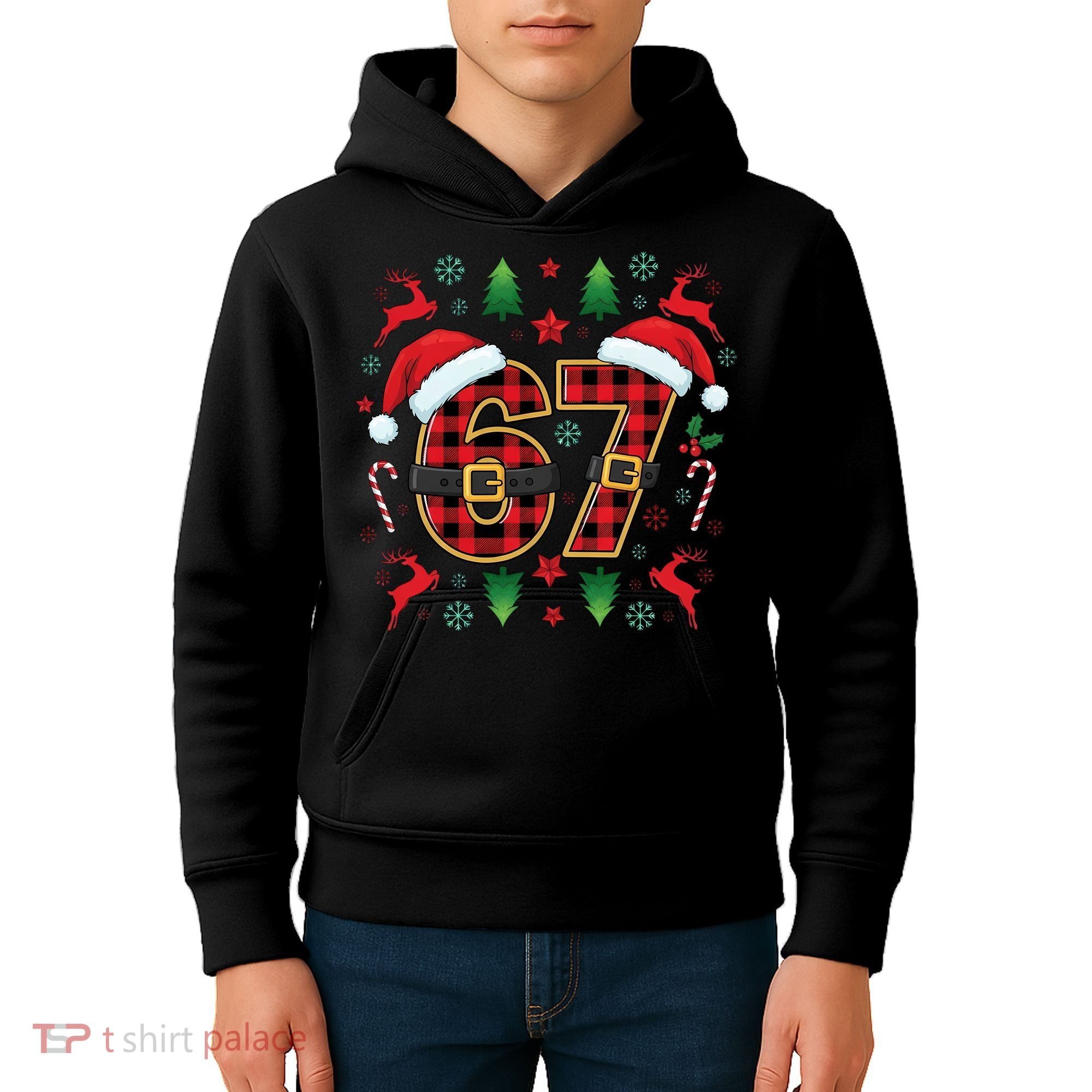 67 Christmas Plaid Number Viral Meme 6-7 Six Seven Kids Hoodie