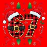 67 Christmas Plaid Number Viral Meme 6-7 Six Seven Santa Hat thumb 1