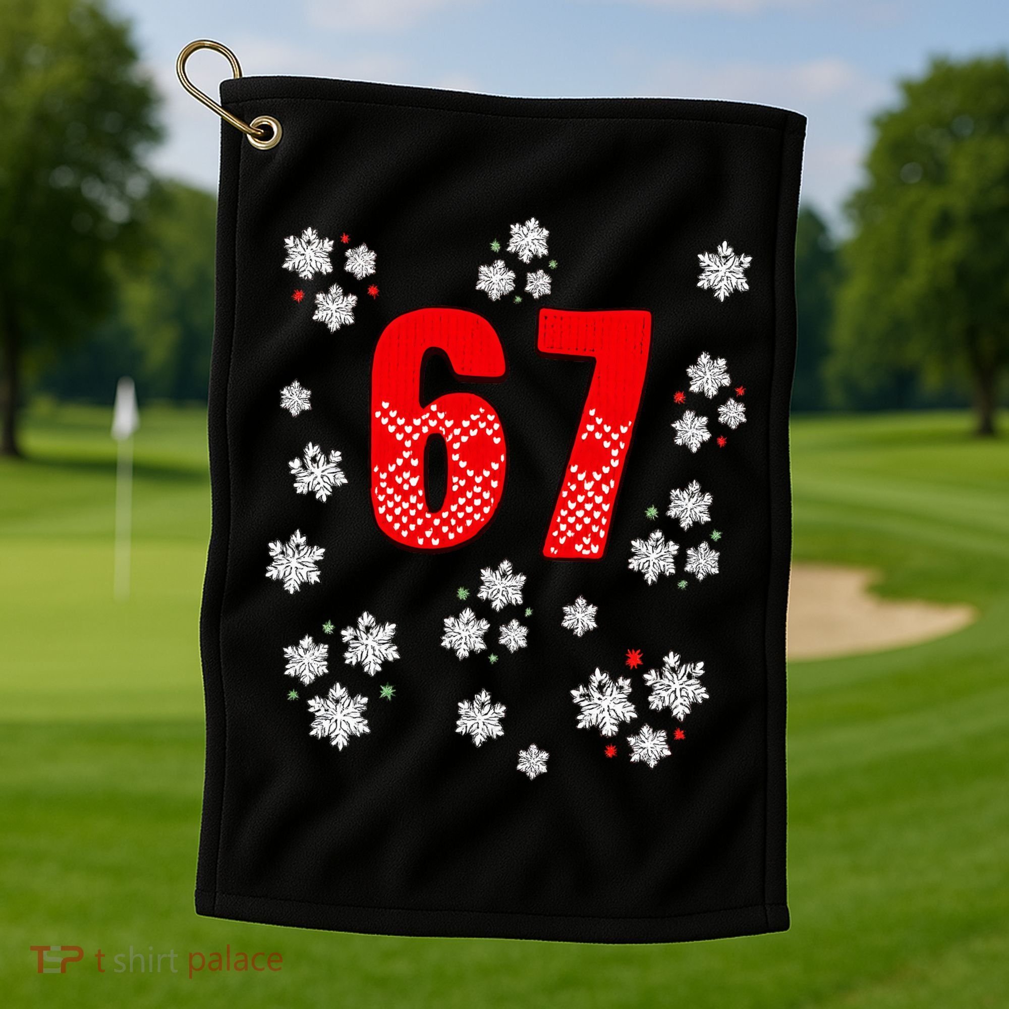 67 Christmas Snowflake Ugly Sweater 6-7 Meme Golf Towel