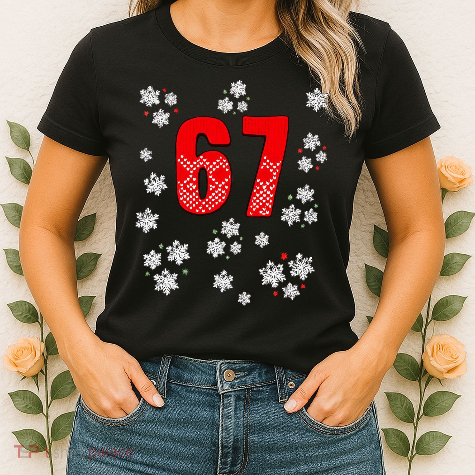 67 Christmas Snowflake Ugly Sweater 6-7 Meme Women's T-Shirt