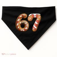 67 Christmas Six Seven Funny Meme Gingerbread Cookies USA-Made Doggie Bandana thumb 0