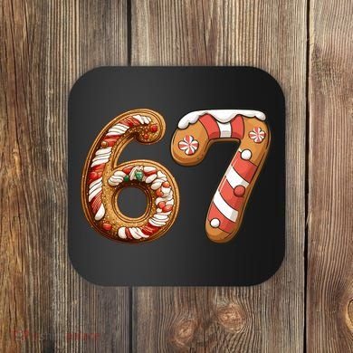 67 Christmas Six Seven Funny Meme Gingerbread Cookies Coaster