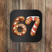 67 Christmas Six Seven Funny Meme Gingerbread Cookies Coaster thumb 0