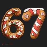 67 Christmas Six Seven Funny Meme Gingerbread Cookies Hat thumb 2