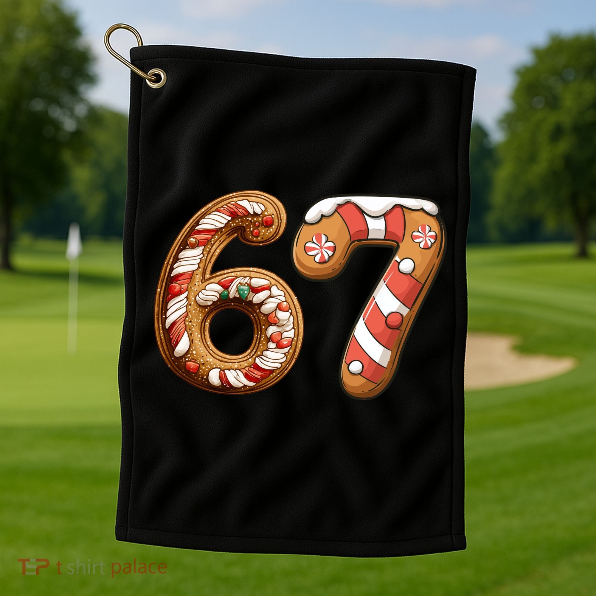 67 Christmas Six Seven Funny Meme Gingerbread Cookies Golf Towel