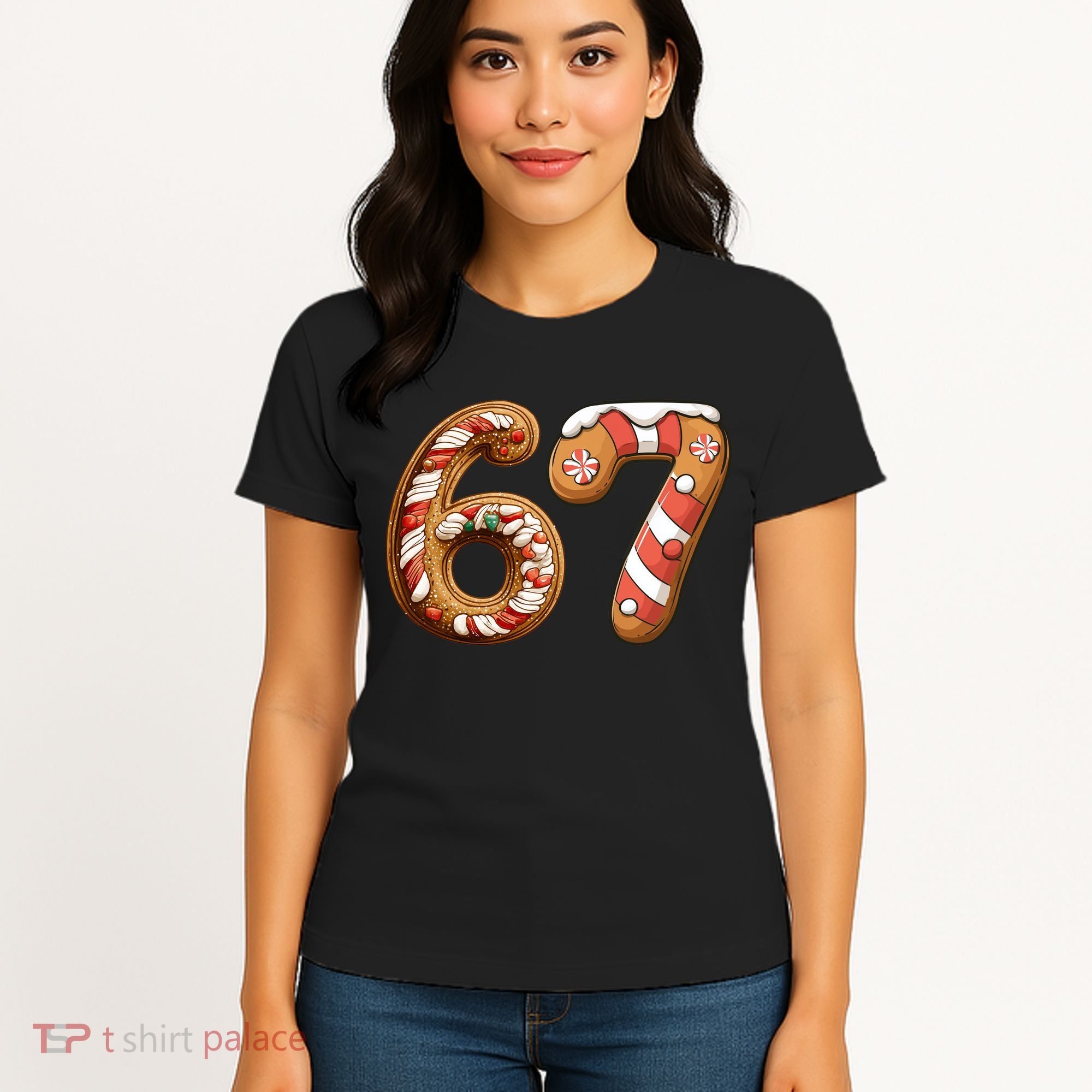 67 Christmas Six Seven Funny Meme Gingerbread Cookies Women's T-Shirt