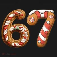 67 Christmas Six Seven Funny Meme Gingerbread Cookies Women's T-Shirt thumb 6