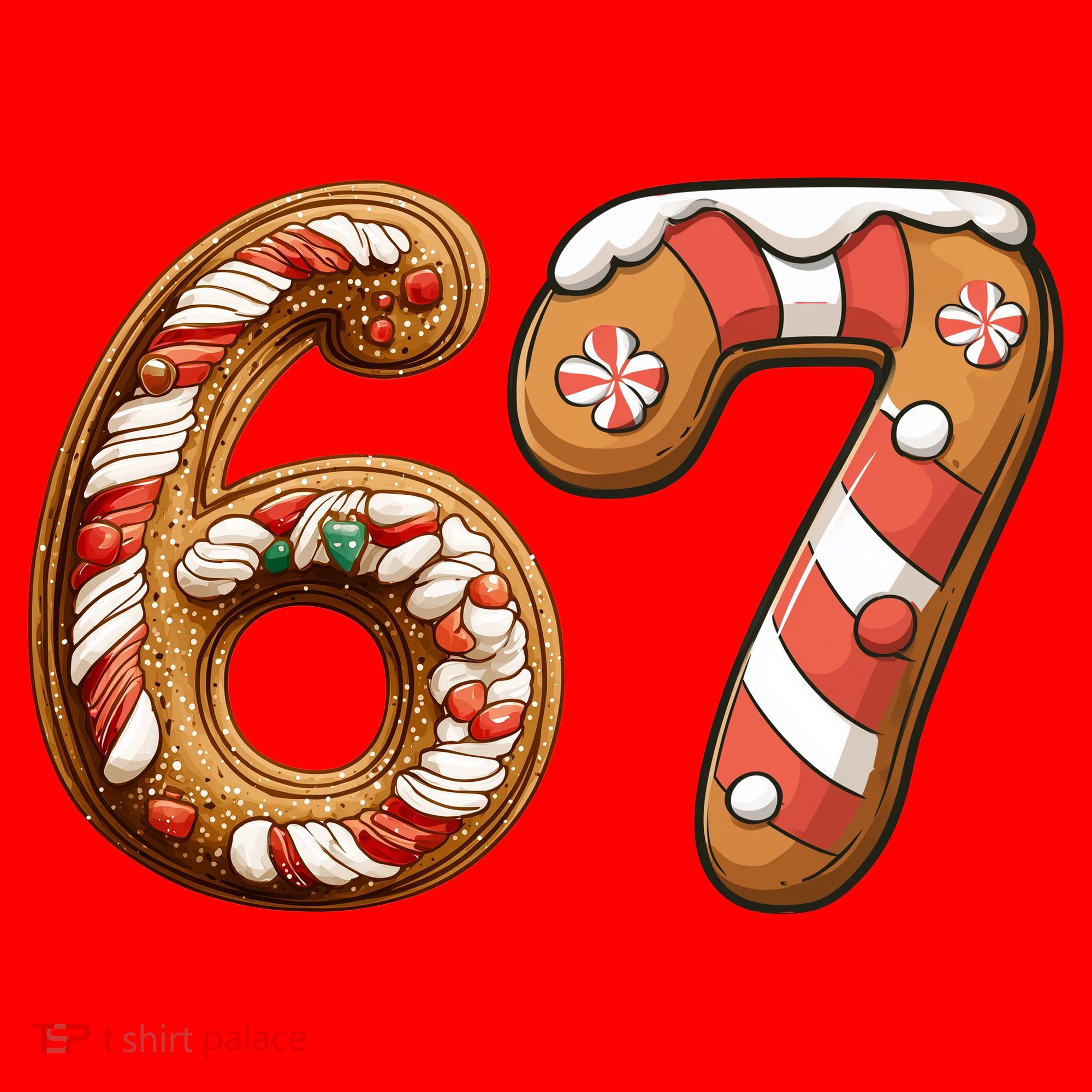 67 Christmas Six Seven Funny Meme Gingerbread Cookies Santa Hat