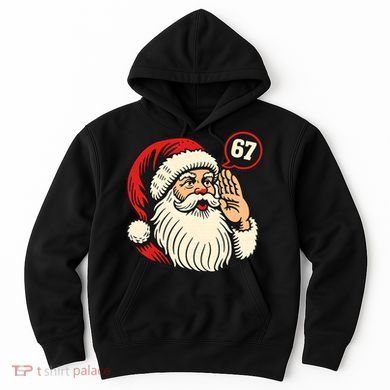 67 Christmas Six Seven Meme Brainrot Santa Claus Hoodie
