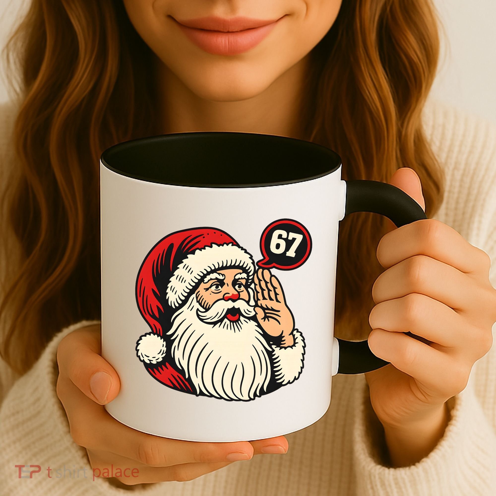 67 Christmas Six Seven Meme Brainrot Santa Claus Coffee Mug