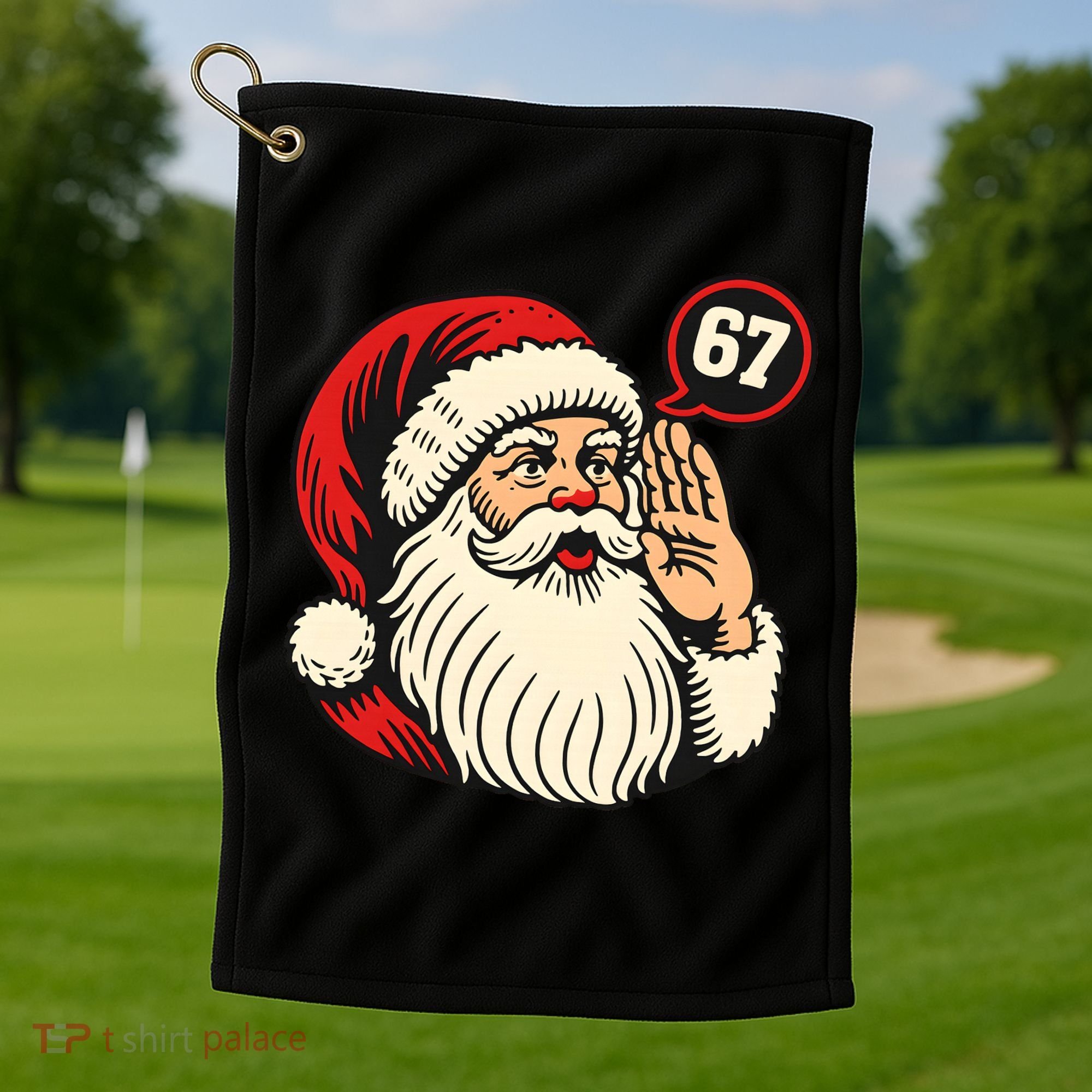 67 Christmas Six Seven Meme Brainrot Santa Claus Golf Towel