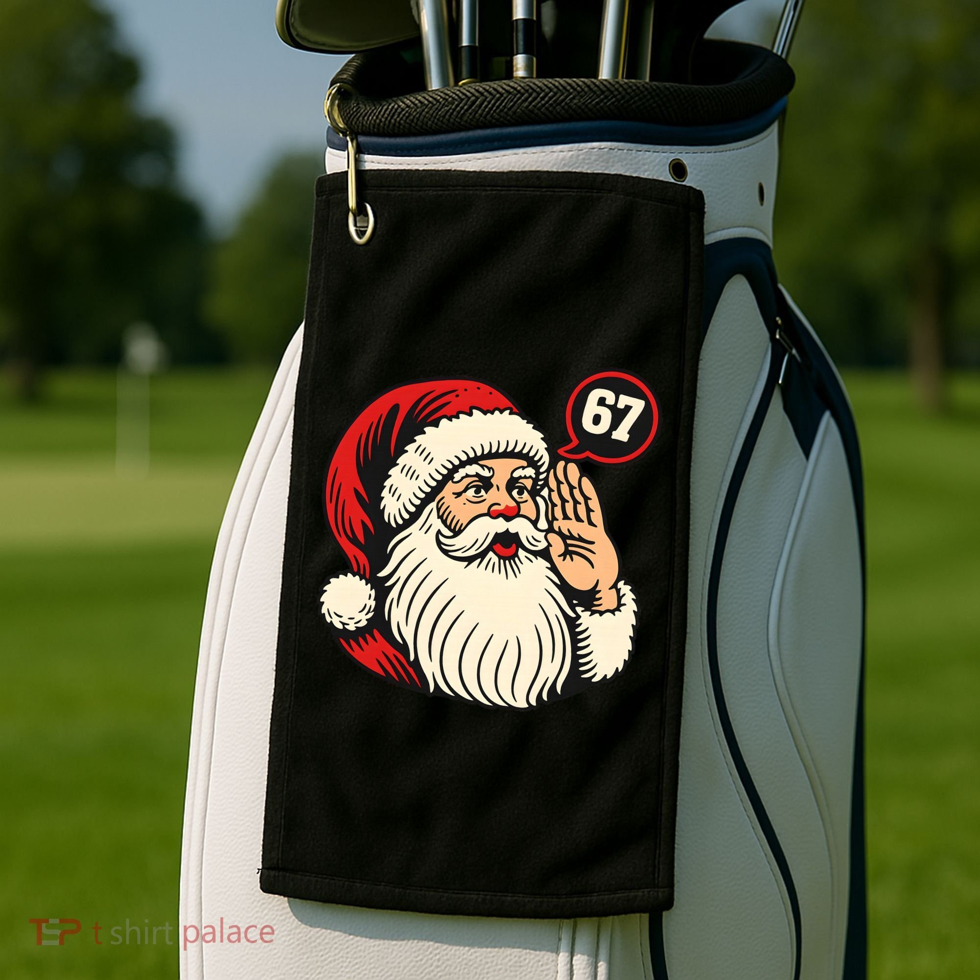 67 Christmas Six Seven Meme Brainrot Santa Claus Golf Towel