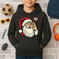 67 Christmas Six Seven Meme Brainrot Santa Claus Kids Hoodie thumb 2
