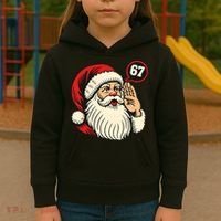 67 Christmas Six Seven Meme Brainrot Santa Claus Kids Hoodie thumb 3