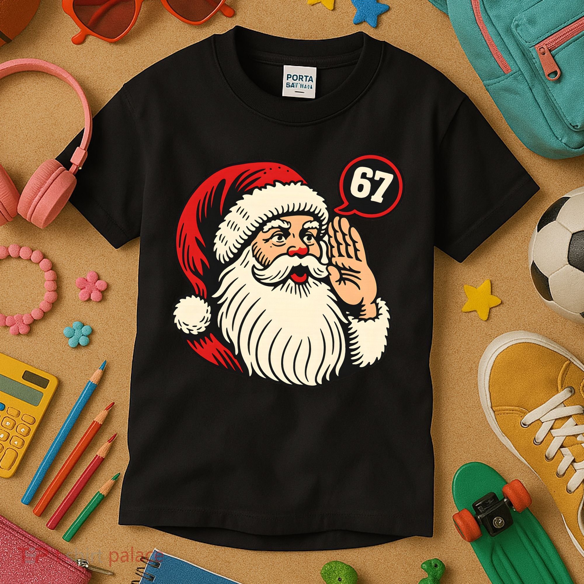 67 Christmas Six Seven Meme Brainrot Santa Claus Kids T-Shirt