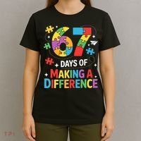 67 Days Of Making A Difference 6-7 Meme Autism Awareness T-Shirt thumb 4