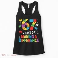 67 Days Of Making A Difference 6-7 Meme Autism Awareness Women's Tank Top thumb 0