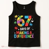 67 Days Of Making A Difference 6-7 Meme Autism Awareness Tank Top thumb 2