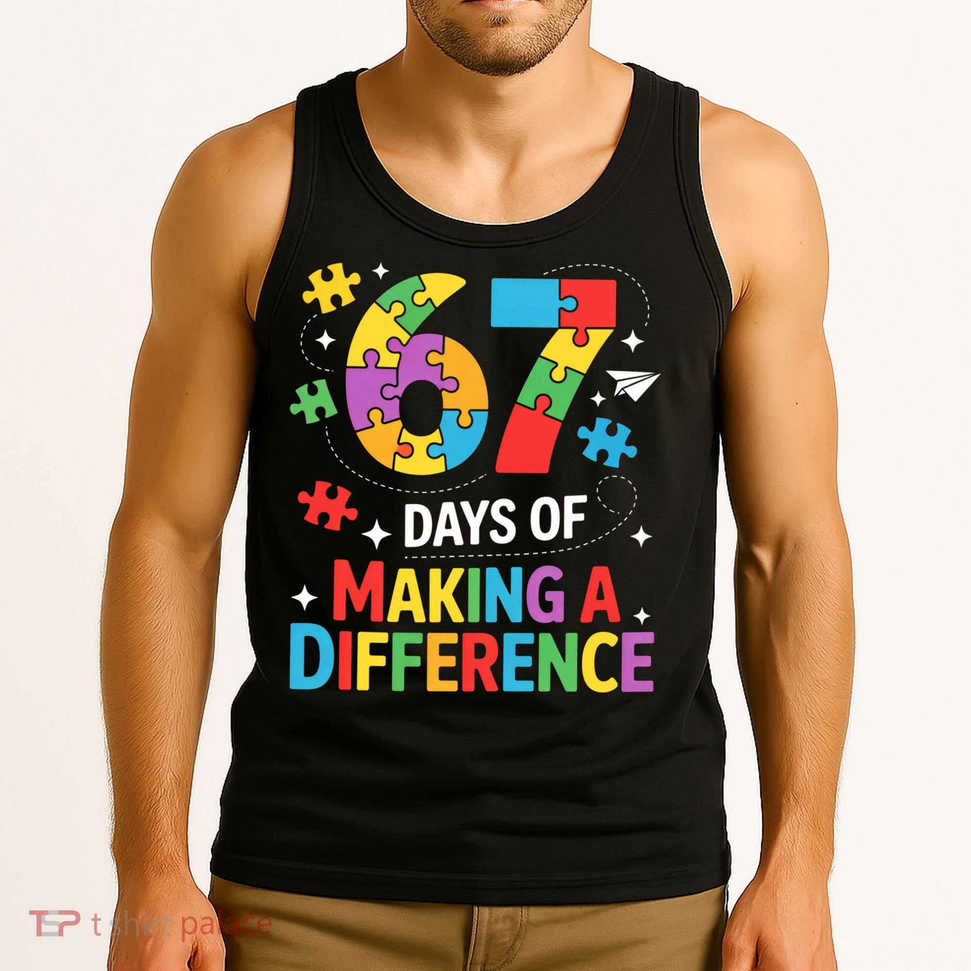 67 Days Of Making A Difference 6-7 Meme Autism Awareness Tank Top
