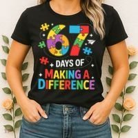 67 Days Of Making A Difference 6-7 Meme Autism Awareness Women's T-Shirt thumb 2