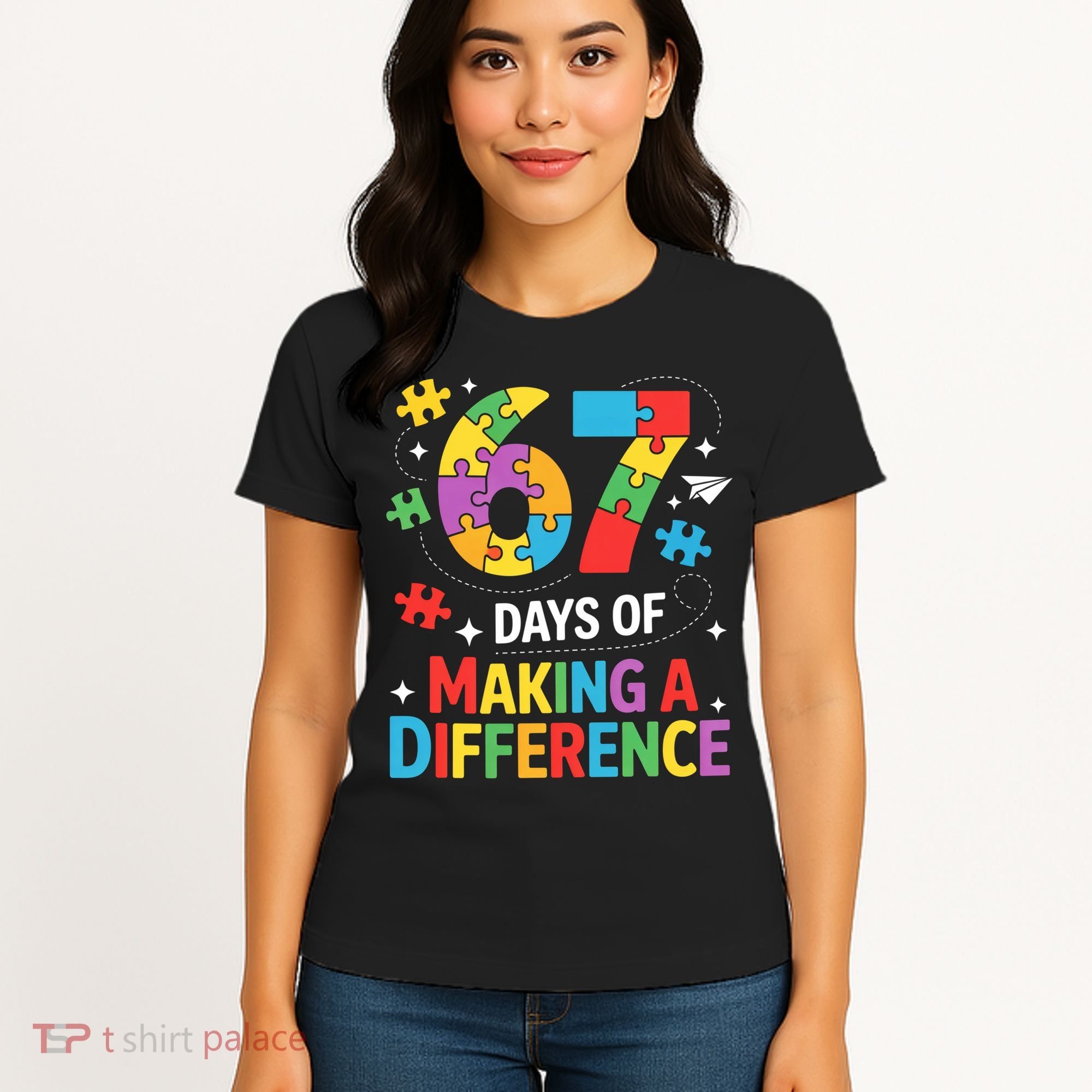 67 Days Of Making A Difference 6-7 Meme Autism Awareness Women's T-Shirt