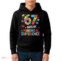 67 Days Of Making A Difference 6-7 Meme Autism Awareness Kids Hoodie thumb 4