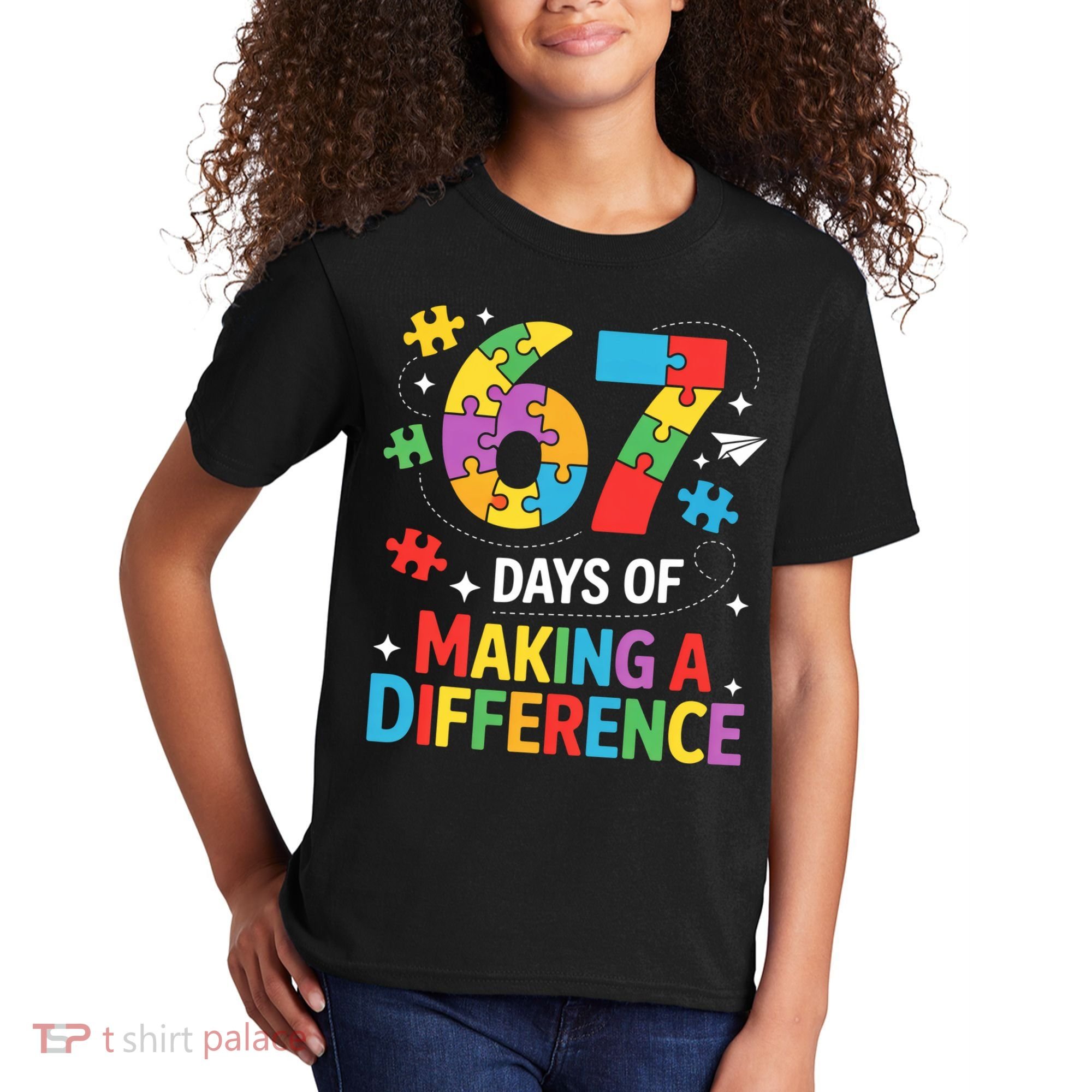 67 Days Of Making A Difference 6-7 Meme Autism Awareness Kids T-Shirt