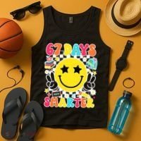 67th Day Of School 67 Days Smarter Students Teacher Tank Top thumb 4