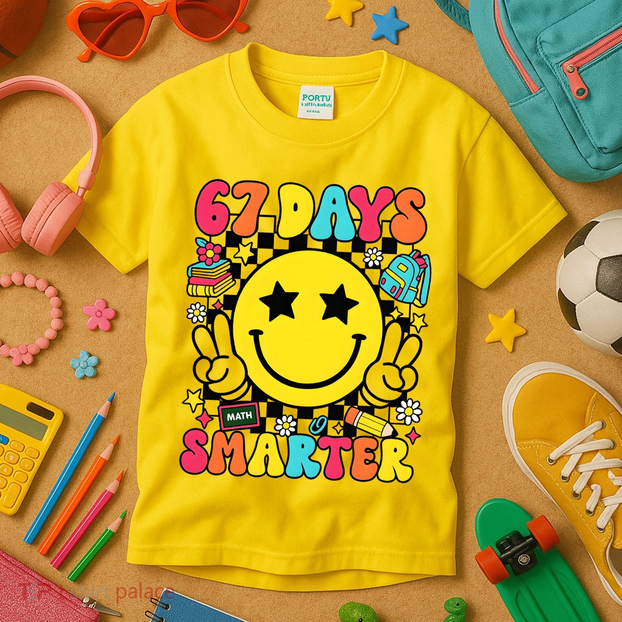 67th Day Of School 67 Days Smarter Students Teacher Kids T-Shirt