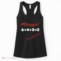 6+4+3=2 Double Play Baseball Player Gift Baseball Saying TShirt Women's Tank Top thumb 0