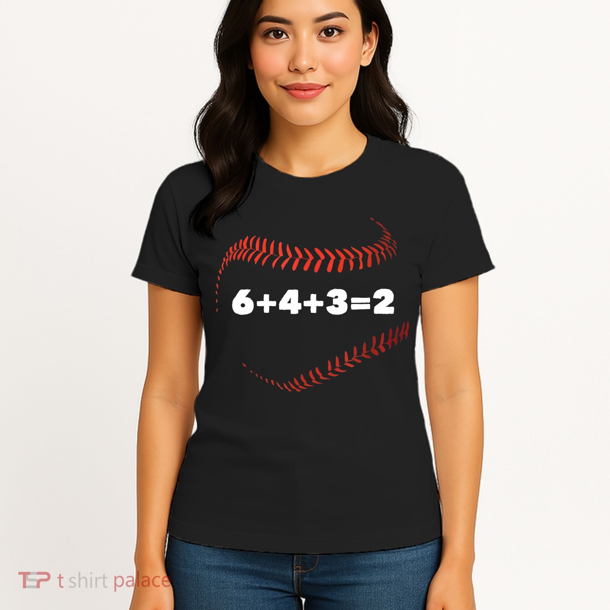 6+4+3=2 Double Play Baseball Player Gift Baseball Saying TShirt Women's T-Shirt
