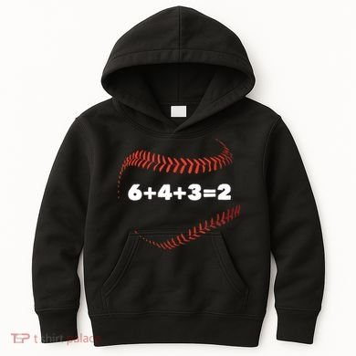 6+4+3=2 Double Play Baseball Player Gift Baseball Saying TShirt Kids Hoodie