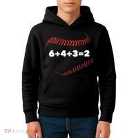 6+4+3=2 Double Play Baseball Player Gift Baseball Saying TShirt Kids Hoodie thumb 4