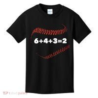 6+4+3=2 Double Play Baseball Player Gift Baseball Saying TShirt Kids T-Shirt thumb 0