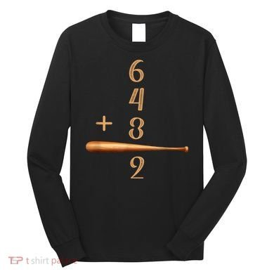 6+4+3=2 Double Play Baseball Player Baseball Saying Long Sleeve Shirt