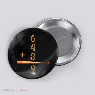 6+4+3=2 Double Play Baseball Player Baseball Saying Button