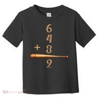 6+4+3=2 Double Play Baseball Player Baseball Saying Toddler T-Shirt thumb 0