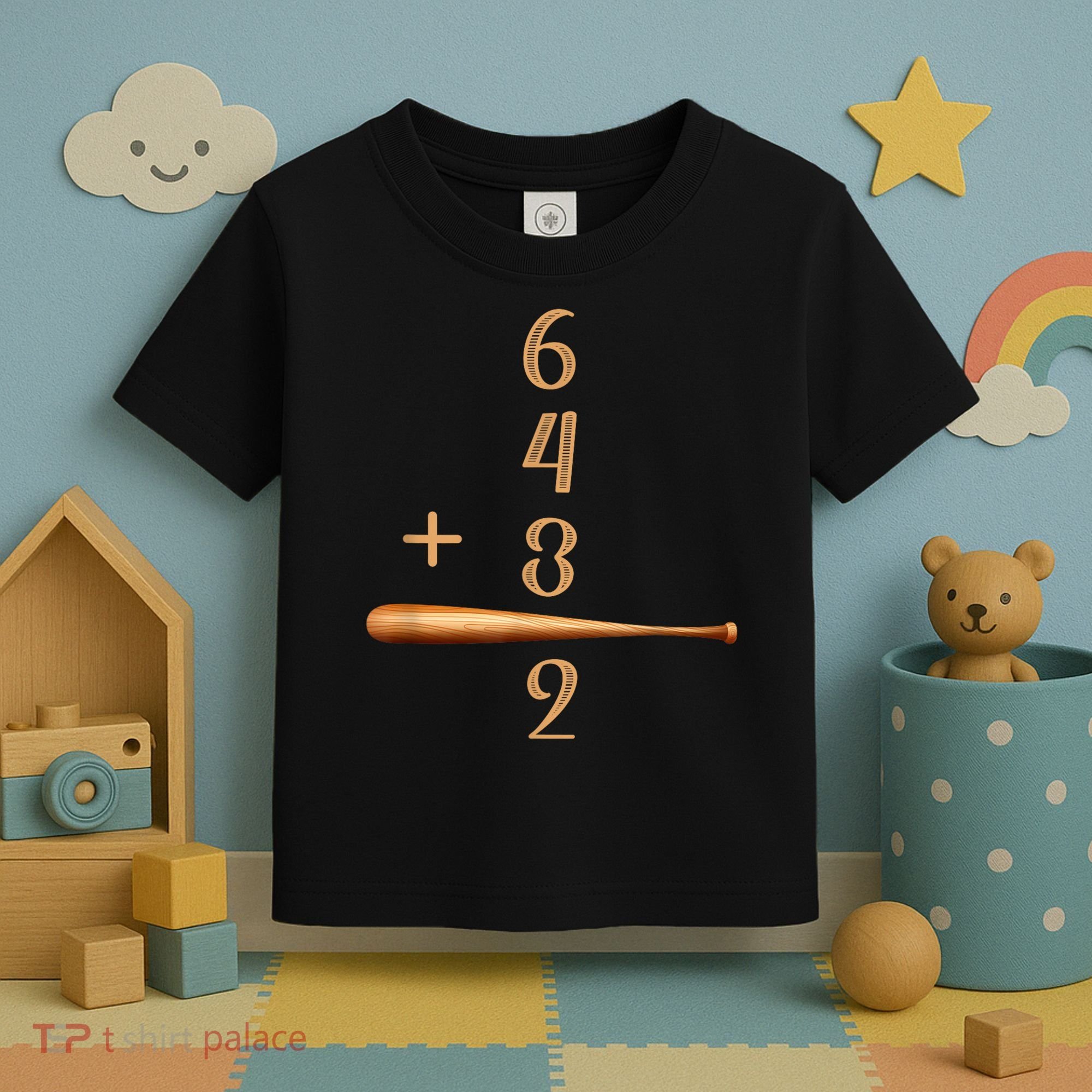 6+4+3=2 Double Play Baseball Player Baseball Saying Toddler T-Shirt