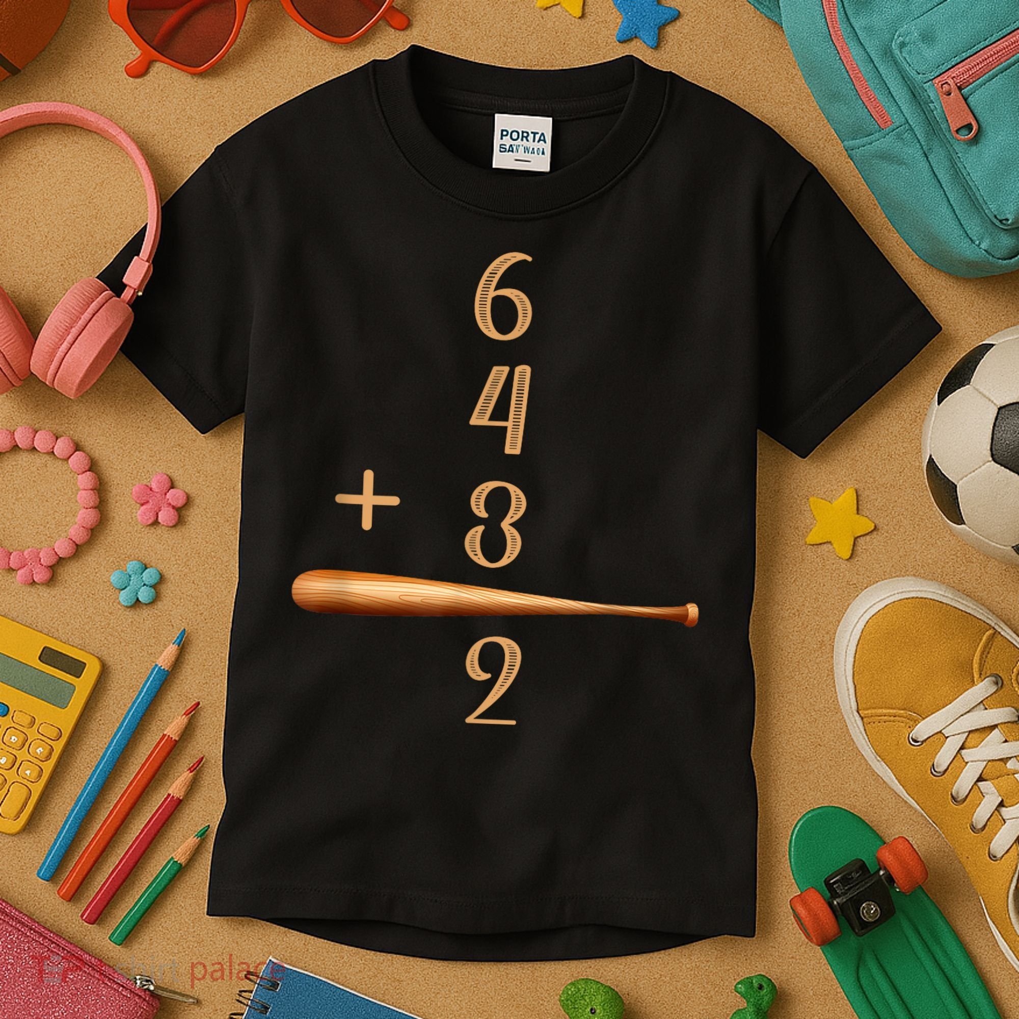 6+4+3=2 Double Play Baseball Player Baseball Saying Kids T-Shirt