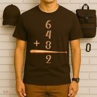6+4+3=2 Double Play Baseball Player Baseball Saying T-Shirt thumb 6