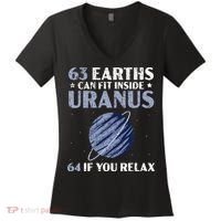 63 Earths Can Fit Inside Uranus 64 If You Relax Astronomy Women's V-Neck T-Shirt thumb 0